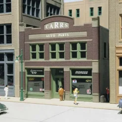 Trains|DPM 11600 HO Carr's Auto Parts Store 4-3/4" W x 3-3/4" D x 4" H Building Kit - Model Train Junction: Quality Parts and Art Supplies