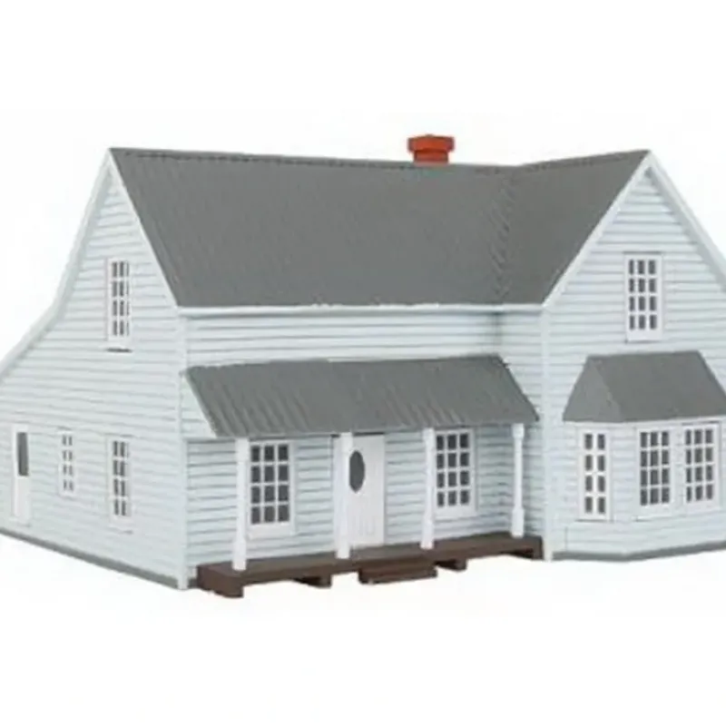 Trains|Imex 6336 N Scale Perma-Scene Slightly Blue Farm House Buildings - Model Train Junction: Quality Parts and Art Supplies