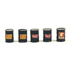 Trains|JL Innovative Design 513 HO Scale Black Custom Oil Barrels Black (Pack of 5) - Model Train Junction: Quality Parts and Art Supplies