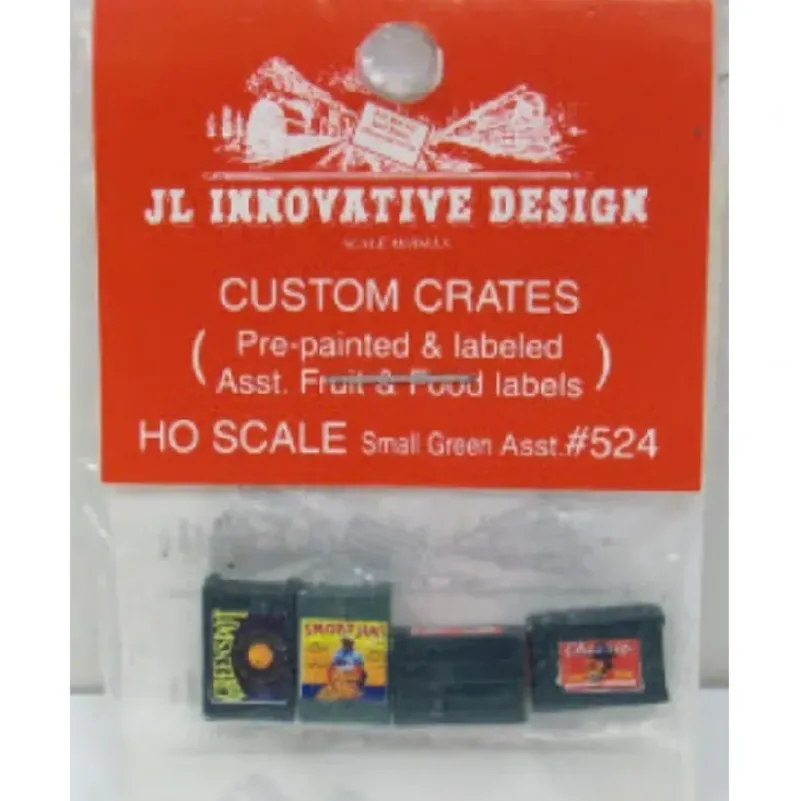 Trains|JL Innovative Design 524 HO Small Green Assorted Food Crates (Set of 4) - Model Train Junction: Quality Parts and Art Supplies