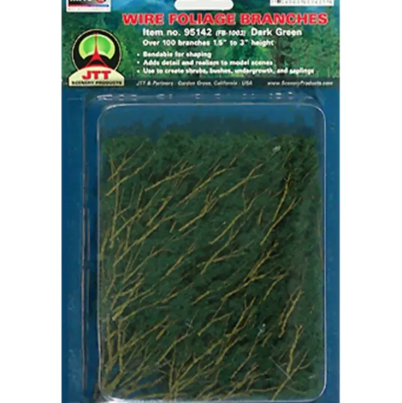 Trains|JTT Scenery Products 95520 1.5-3" Dark Green Wire Branches - Model Train Junction: Quality Parts and Art Supplies