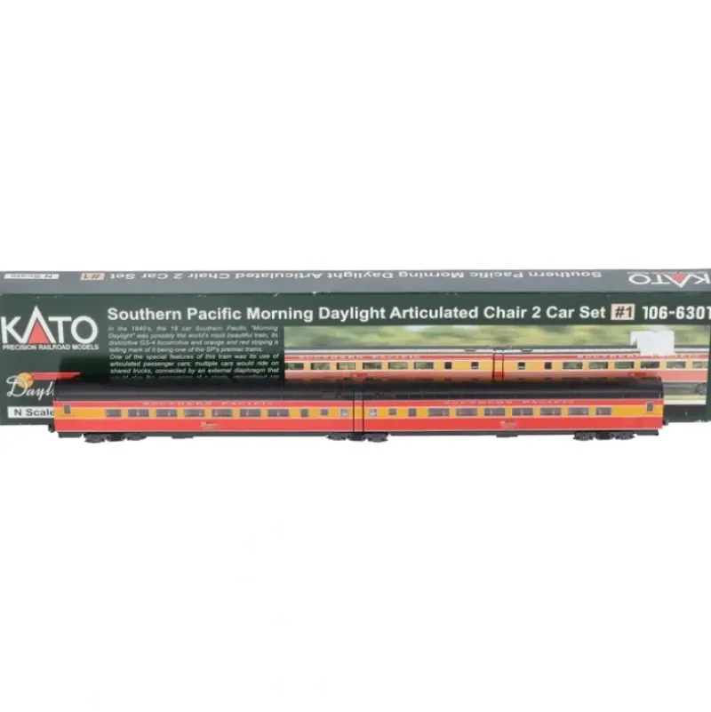Trains*Kato 106-6301 N SP Morning Daylight Articulated Chair Car #1 (Set of 2) - Model Train Junction: Quality Parts and Art Supplies