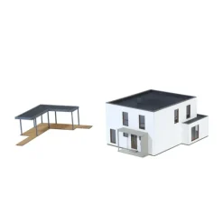 Trains*Kibri 38339 HO Cube House Lina with Terrace - Polyplate Kit - Model Train Junction: Quality Parts and Art Supplies