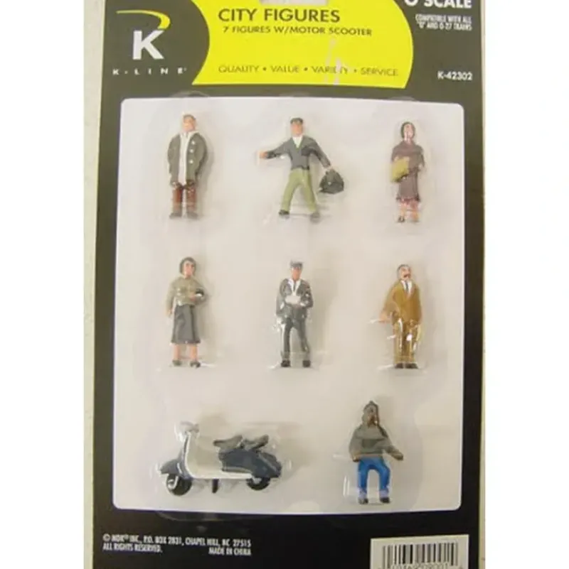 Trains*K-Line K42302 O City Figures With Motor Scooter (Set of 7) - Model Train Junction: Quality Parts and Art Supplies