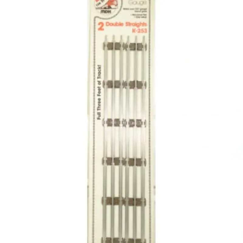 Trains*K-Line K-253 O-27 Gauge 20" Tubular Double Straight Track Sections (Card of 2) - Model Train Junction: Quality Parts and Art Supplies