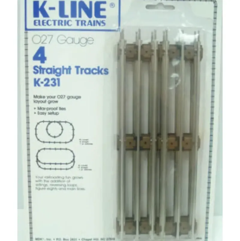 Trains|K-Line K-231 O-27 Gauge Tubular Straight Track Sections (Pack of 4) - Model Train Junction: Quality Parts and Art Supplies