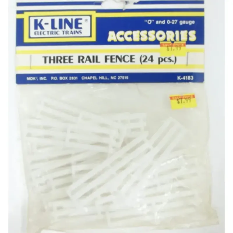 Trains*K-Line K-4183 O White 3 Rail Fences (Bag of 25) - Model Train Junction: Quality Parts and Art Supplies