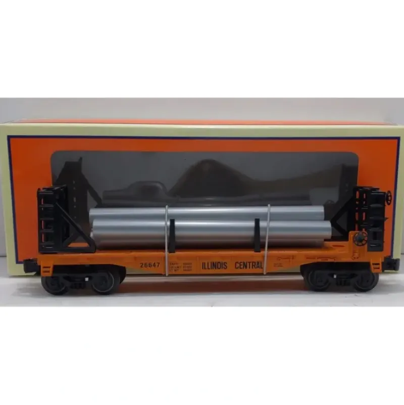 Trains*Lionel 6-26647 Illinois Central Bulkhead Flatcar w/Pipes - Model Train Junction: Quality Parts and Art Supplies
