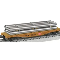 Trains|Lionel 6-27824 Milwaukee Road 40' Flatcar w/Metal Pipes - Model Train Junction: Quality Parts and Art Supplies