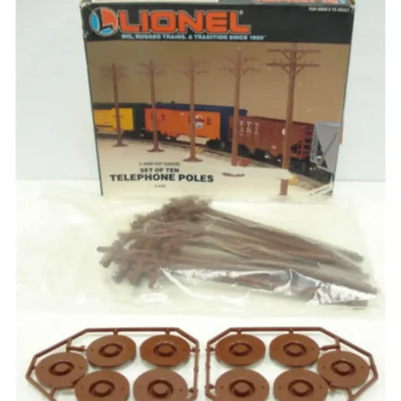 Trains*Lionel 6-62181 O and 027 Telephone Pole Set (Box of 10) - Model Train Junction: Quality Parts and Art Supplies