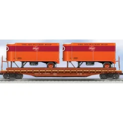Trains*Lionel 6-27564 O Gauge Milwaukee Road Flatcar # 64074 w/ 2 Trailers - Model Train Junction: Quality Parts and Art Supplies