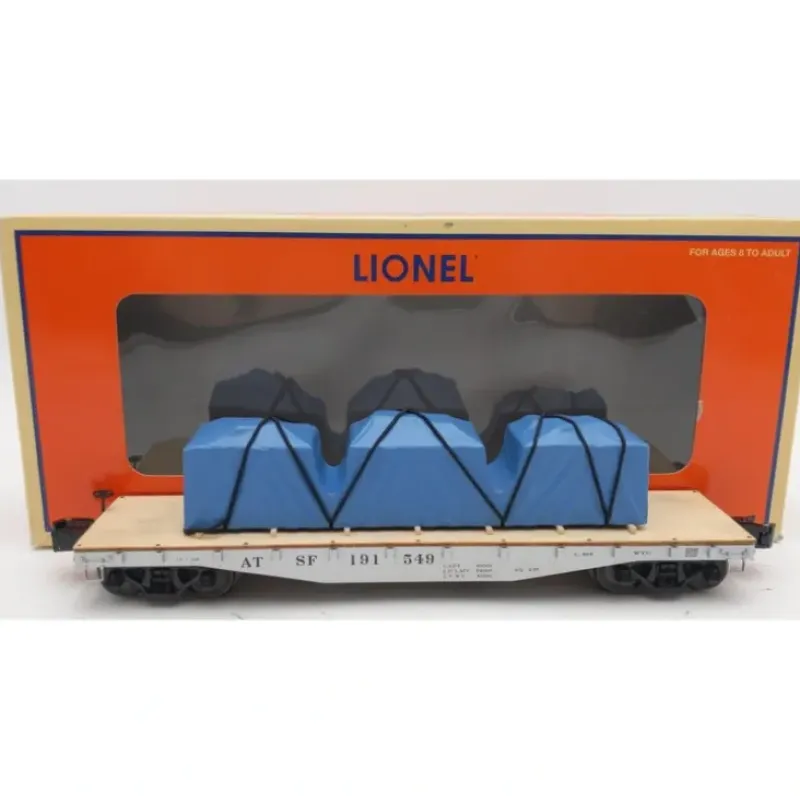 Trains*Lionel 6-27543 O Gauge Santa Fe 40' Flatcar with Covered Loads - Model Train Junction: Quality Parts and Art Supplies