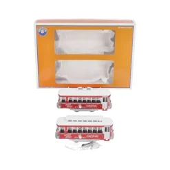 Trains|Lionel 6-38203 O-27 Holly Jolly Power & Trailer Trolley Set - Model Train Junction: Quality Parts and Art Supplies