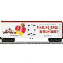 Trains*Lionel 6-22627 O Ringling Bros. Lighted Clown Wood-Sided Reefer Car #48 - Model Train Junction: Quality Parts and Art Supplies