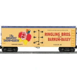 Trains*Lionel 6-22493 O Ringling Bros. Lighted Clown Wood-Sided Refrigerator Car #46 - Model Train Junction: Quality Parts and Art Supplies