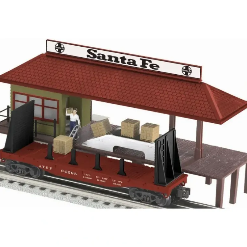 Trains*Lionel 6-22328 O Santa Fe Operating Freight Platform w/ Flatcar & 4 Pallets - Model Train Junction: Quality Parts and Art Supplies