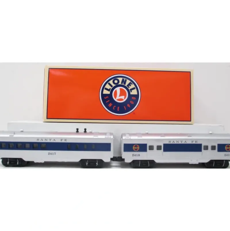 Trains*Lionel 6-27772 O Santa Fe Streamlined Blue Stripe Passenger Cars (Set of 2) - Model Train Junction: Quality Parts and Art Supplies