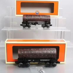 Trains*Lionel 6-27829 O Western Maryland Skeleton Log Cars #19497/19498 (2-Car Set) - Model Train Junction: Quality Parts and Art Supplies