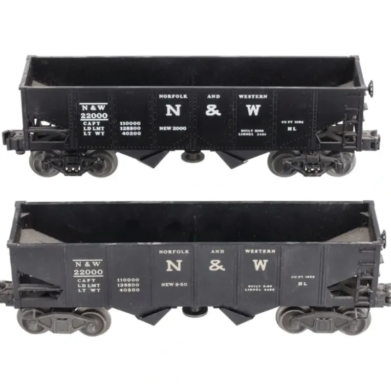 Trains*Lionel 3456 Vintage O Norfolk & Western Operating Hoppers #22000 (2) EX - Model Train Junction: Quality Parts and Art Supplies