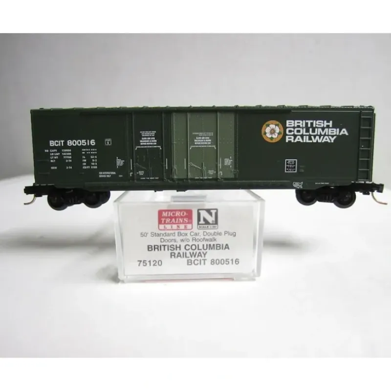 Trains*Micro-Trains 07500120 N British Colombia Railway 50' Double Door Boxcar #800516 NIB - Model Train Junction: Quality Parts and Art Supplies