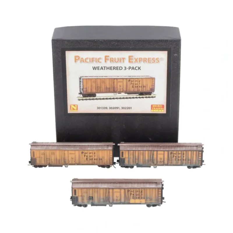 Trains*Micro-Trains 99305580 N Scale Pacific Fruit Express Weathered Boxcars (Set of 3) LN/Box - Model Train Junction: Quality Parts and Art Supplies