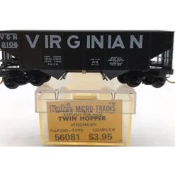 Trains*Micro-Trains 05600080 N Virginian 33' Rib Side Twin Bay Hopper #2106 EX/Box - Model Train Junction: Quality Parts and Art Supplies
