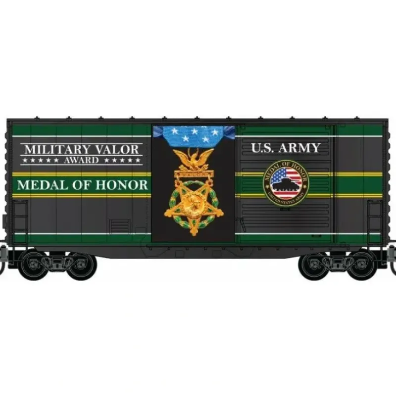 Micro-Trains, N Scale, 101 00 760, 40' Hy-Cube Box Car With Single Door, Military Valor Award US Army Medal Of Honor - Model Train Junction: Quality Parts and Art Supplies Clearance