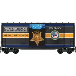 Micro-Trains, N Scale, 101 00 762, 40' Hy-Cube Box Car With Single Door, Military Valor Award US U.S. Navy Medal Of Honor - Model Train Junction: Quality Parts and Art Supplies Online