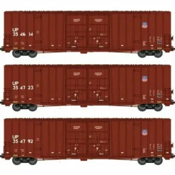 Micro-Trains, N Scale, 993 02 150, 60' Rib Side High-Cube Double Plug Box Car, Union Pacific (3-Pack) - Model Train Junction: Quality Parts and Art Supplies Discount