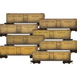 Micro-Trains, N Scale, 99305824, Weathered 40' Double-Sheathed Wood Reefer, Fruit Growers Express (8-Pack) - Model Train Junction: Quality Parts and Art Supplies Discount