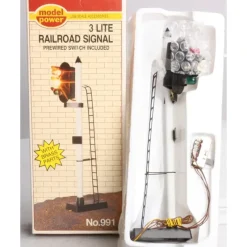 Trains*Model Power 991 G Scale 3 Light Railroad Signal Prewired Switch Included - Model Train Junction: Quality Parts and Art Supplies