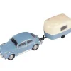 Trains*Model Power 19660 HO Blue/White Volkswagen Beetle w/Camper Trailer - Model Train Junction: Quality Parts and Art Supplies