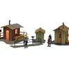 Trains*Model Power 643 HO Scale 3 Trackside Buildings-Lighted - Model Train Junction: Quality Parts and Art Supplies