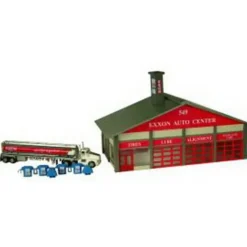 Trains*Model Power 689 HO Scale Built-up Exxon Station w/Tanker - Model Train Junction: Quality Parts and Art Supplies