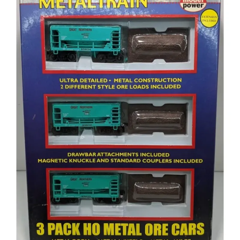 Trains*Model Power 3994 HO Scale Great Northern U-29 Metal Ore Car (Pack of 3) - Model Train Junction: Quality Parts and Art Supplies