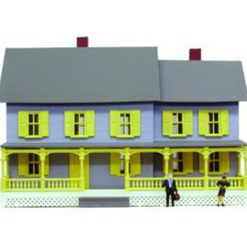 Trains*Model Power 590 HO Scale Jordan's House Lighted W/2 Figures Built-Up - Model Train Junction: Quality Parts and Art Supplies