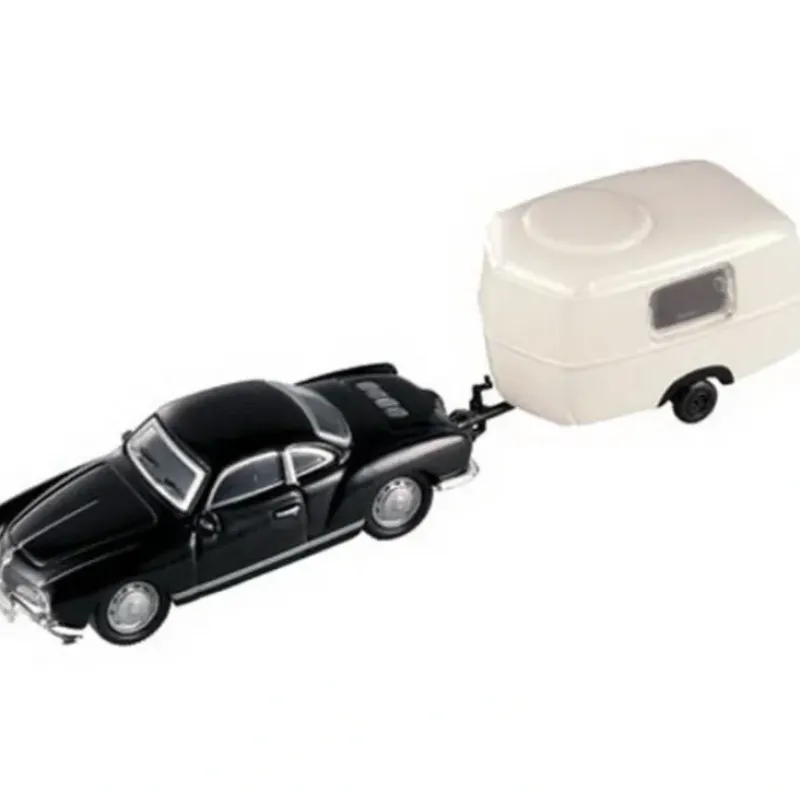 Trains*Model Power 19670 HO Volkswagen Black/White Karmann Ghia W/Trailer - Model Train Junction: Quality Parts and Art Supplies