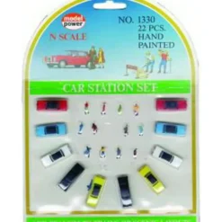 Trains*Model Power 1330 N Car Station Set W/Figures Hand Painted (Set of 22) - Model Train Junction: Quality Parts and Art Supplies