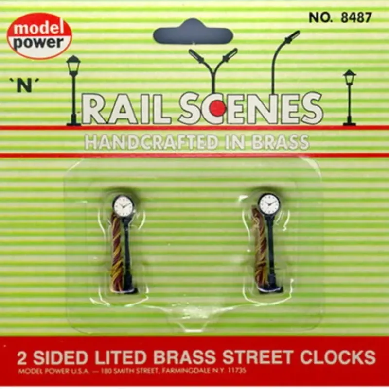 Trains*Model Power 8487 N Lited Brass Street Clock Handcrafted (Pack of 2) - Model Train Junction: Quality Parts and Art Supplies