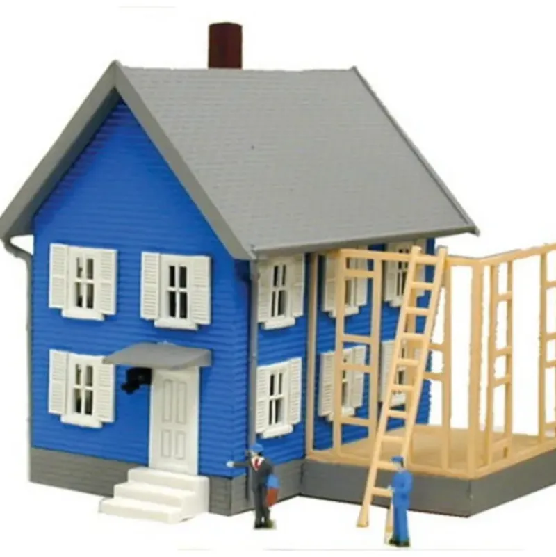 Trains*Model Power 2555 N Mr. Rogers House Built Up Ligthed W/2 Hand Painted Figures - Model Train Junction: Quality Parts and Art Supplies