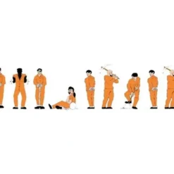 Trains*Model Power 1377 N Prisoner in Orange Jumpsuits Figures (Set of 9) - Model Train Junction: Quality Parts and Art Supplies