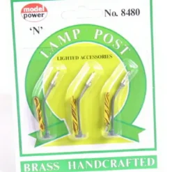 Trains*Model Power 8480 N Scale Brass Lamp Post Lighted Accessories (Pack of 3) - Model Train Junction: Quality Parts and Art Supplies