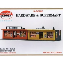 Trains*Model Power 1534 N Scale Hardware & Supermart Building Kit - Model Train Junction: Quality Parts and Art Supplies