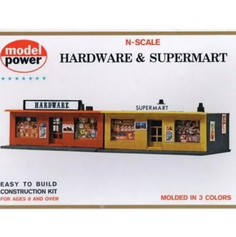 Trains*Model Power 1534 N Scale Hardware & Supermart Building Kit - Model Train Junction: Quality Parts and Art Supplies