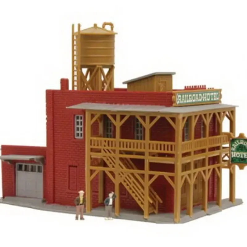 Trains*Model Power 2597 N Scale Railroad Hotel Built-Up W/Figures - Model Train Junction: Quality Parts and Art Supplies