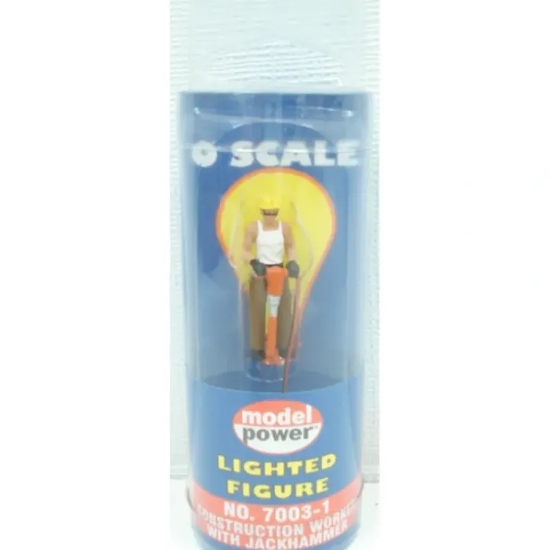 Trains*Model Power 7003-1 O Construction Worker With Jackhammer Lighted Figure - Model Train Junction: Quality Parts and Art Supplies