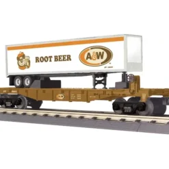 Trains*MTH 30-76373 A&W Rootbeer Flat Car w/Trailer - Model Train Junction: Quality Parts and Art Supplies