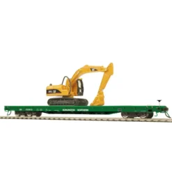 Trains*MTH 80-98026 Burlington Northern HO 60' Wood Deck Flat Car w/ 315C Excavator - Model Train Junction: Quality Parts and Art Supplies