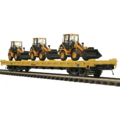 Trains*MTH 20-98649 Caterpillar 60 Flat Car with 3 Wheel Loaders - Model Train Junction: Quality Parts and Art Supplies