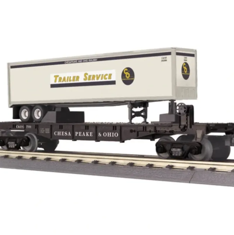 Trains*MTH 30-76399 Chesapeake & Ohio Flatcar with Trailer - Model Train Junction: Quality Parts and Art Supplies